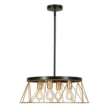 4-Light Small Black and Brass Chandelier  | LNC