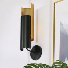 1-Light Modern Black and Brass Wall Sconces,Cylinder Wall Light