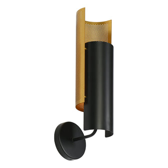 1-Light Modern Black and Brass Wall Sconces,Cylinder Wall Light