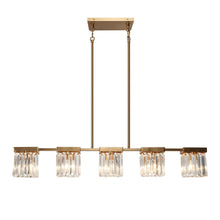 Labradorite 5-Light 40-in Brass  Modern Linear Crystal Kitchen Island Light with Textured Glass