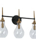 Luxitemin 3-Light Black and Brass Vanity Light