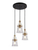 Agnes 3-Light Matte Black and Plating Brass Chandelier 