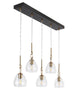 Blobfish 5-Light 32.5-in Black&Brass Kitchen Island Light