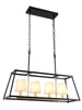 Estrellad 5-Light 28.5-in Black&Gold Modern Rectangle Kitchen Island Light with Fabric Shade