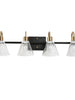 Amaduz 4-Light Black and Gold Vanity Light