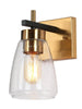 Rhododendron 1-Light Black & Gold Seeded-Glass Bell Wall Sconces