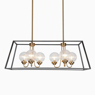 Aroseniss 6-Light 33-in Black&Brass Modern Rectangle Kitchen Island Light