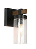 Bonnie 1-Light Black and Wood Vanity Light