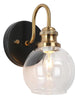 Boyce 1-Light Black & Gold with Globe Clear Glass Wall Sconces