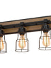 Picuka 3-Light Black and Wood Vanity Light