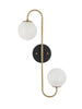 Betonicifolia 2-Light Black & Gold Globe Glass LED Wall Sconces