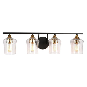 Druggiming 4-Light Black and Brass Vanity Light