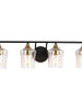 Druggiming 4-Light Black and Brass Vanity Light