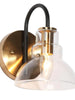 Saxifraga 1-Light Modern Black & Gold Clear-Glass Wall Sconces