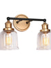 Hengrava 2-Light Black and Gold Vanity Light