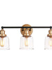 Hengrava 3-Light Black and Gold Vanity Light