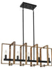 Caninavallar 5-Light 31.5-in Black&Wood Farmhouse Rectangle Kitchen Island Light