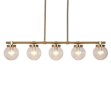 Lacquered Brass Kitchen Island Lighting with Cracked Glass Globes 