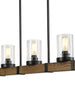 Lontherming 3-Light 25.5-in Black&Wood Rectangle Kitchen Island Light