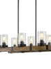 Lontherming 6-Light 25.5-in Black&Wood Farmhouse Rectangle Kitchen Island Light