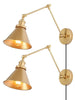 Wollemia 1-Light Modern Gold Swing Arm Wall Sconces Set of 2