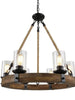 Matthew Rustic Wood Rope Wagon Wheel Chandelier 