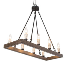 Lirienne 8-Light 29-in Black&Wood Farmhouse Rectangle Kitchen Island Light