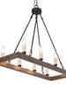 Lirienne 8-Light 29-in Black&Wood Farmhouse Rectangle Kitchen Island Light