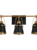 Alstroemeria 3-Light Black and Brass Vanity Light