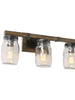 Gerenuk 3-Light Black and Wood Vanity Light