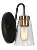 Neil 1-Light Black & Gold with Cone Seeded Glass Wall Sconces