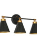 Tourmaline 3-Light Black and Brass Vanity Light