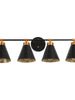 Tourmaline 4-Light Black and Brass Vanity Light