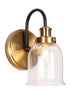 Thelonious 1-Light Black and Gold Bell Seeded Glass Wall Sconces