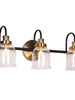 Thelonious 3-Light Black and Brass Vanity Light