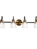 Thelonious 4-Light Black and Brass Vanity Light