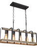 Flipped 5-Light 28-in Black&Wood Farmhouse Rectangle Kitchen Island Light