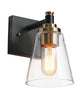 Vatinalinlwe 1-Light Black & Gold Clear-Glass Cone Wall Sconces