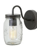 Magdalena 1-Light Industrial Black Jar-Glass Wall Sconces