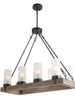 Patamotasy 8-Light 30-in Black&Wood Farmhouse Rectangle Kitchen Island Light