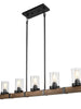 Lontherming 5-Light 43-in Black&Wood Farmhouse Rectangle Kitchen Island Light