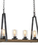 Berthelotii 4-Light 25.5-in Farmhouse Black&Wood Rectangle Kitchen Island Light