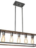 Epiphyllum 5-Light 27.5-in Black&Wood Farmhouse Rectangle Kitchen Island Light