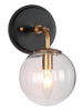 Cllenqy 1-Light Modern Black and Gold Seeded-Glass Wall Sconces