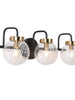 Astrid 3-Light Black and Brass Vanity Light