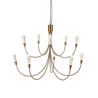 Kaminsky 1-Light 36" Modern Brass LED Chandelier, Candlestick